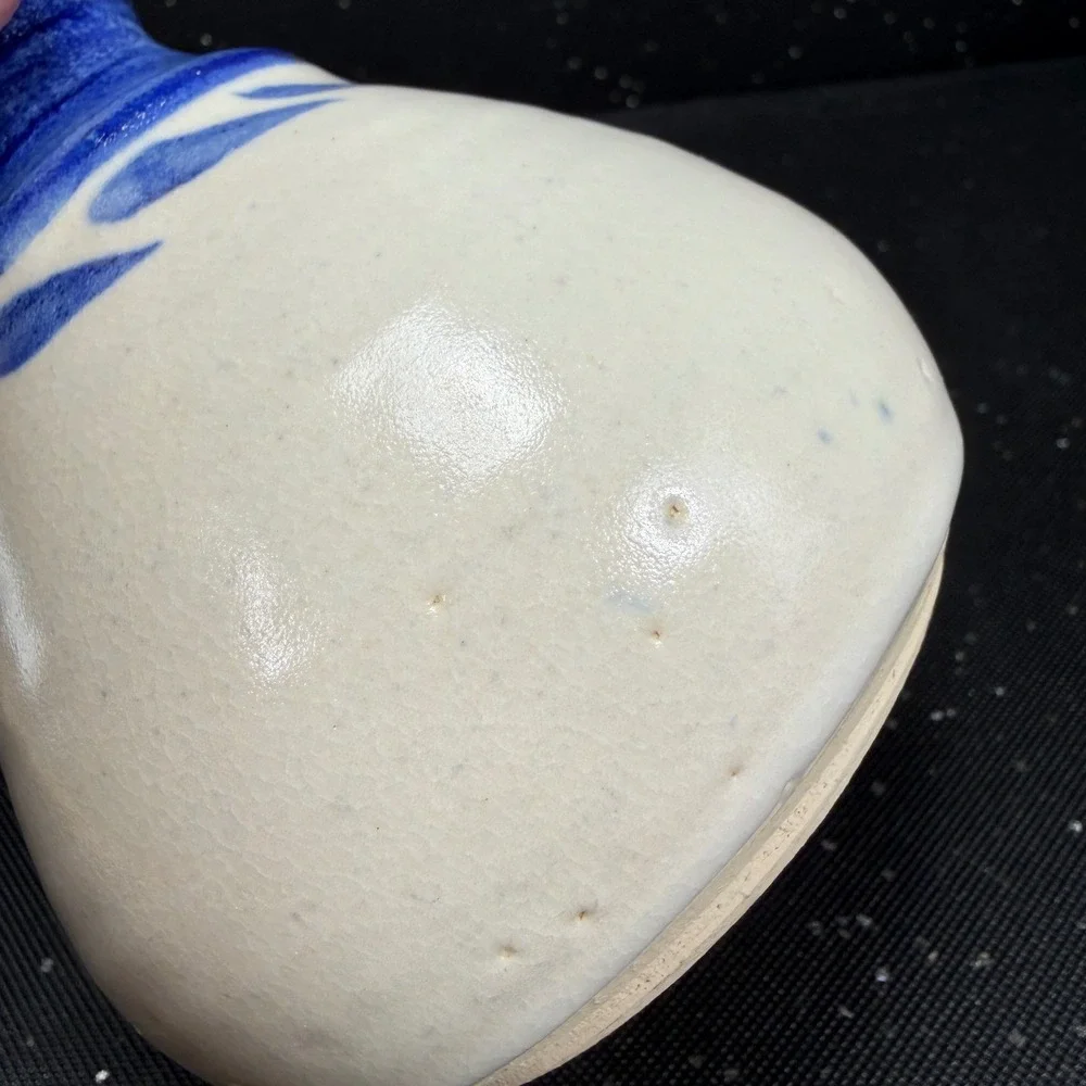 Hagist Studio Pottery Bud Vase Blue White Stoneware Signed 4.5in Small Vessel